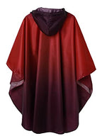 Adult Rain Poncho Waterproof Hooded Zipper Raincoat with Pockets (One Size / Gradient Burgundy)