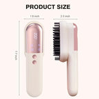 Cordless Hair Straightener Brush Minor Hair Straightening Brush Portable Travel Tool LCD Display Rechargeable Lightweight Anti (White)