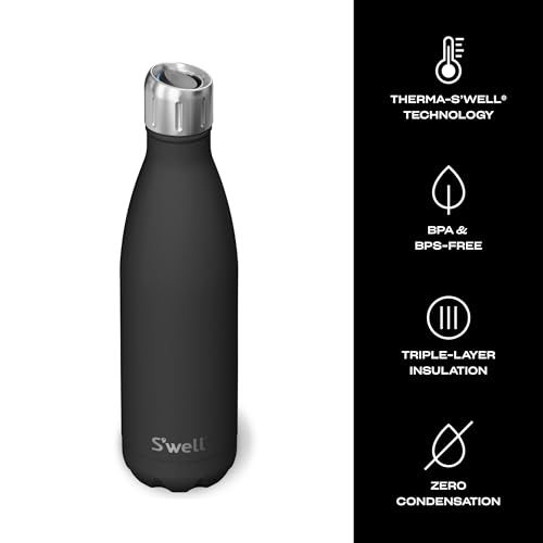 Stainless Steel Water Bottle with Sports Cap (17 Ounces / Onyx)