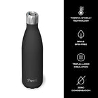 Stainless Steel Water Bottle with Sports Cap (17 Ounces / Onyx)