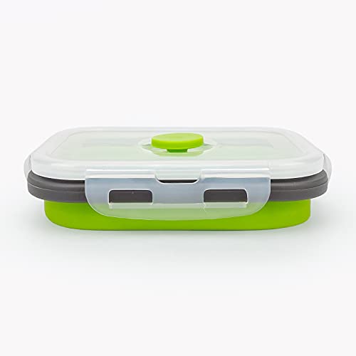 3piece Collapsible Food Storage Containers with Lids (green with gray)