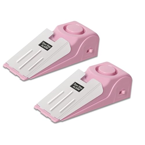 2 Pack Portable Door Stop Alarm (Pink)
