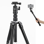 Mini Tripod for Camera 58 Inch Compact Travel Tripod with Selfie Stick Mount (FY830 Black)