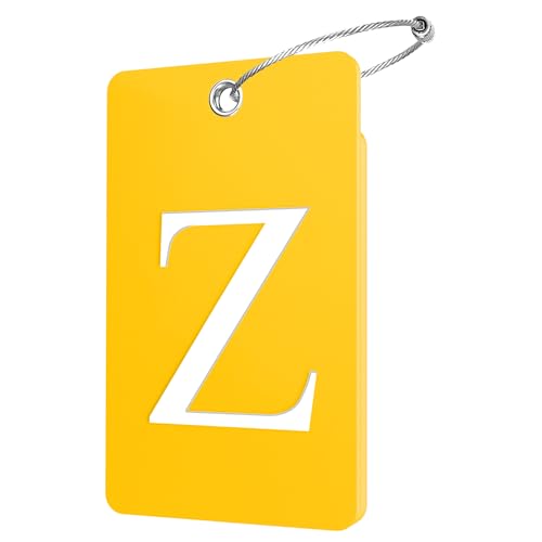 2 Pack Initial Luggage Tags for Suitcases Airplane Travel Essentials (Large Z / Yellow)