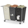 3 Section Laundry Basket with Wheels (Dark Gray + Ink Black / 290 L (3-Section))