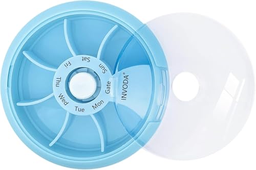 12PCS INVODA Weekly Pill Organizer 7 Compartment Rotating Daily Pill Box (12pcs)