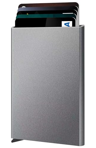 Slim Minimalist Wallet RFID Credit Card Holder for Men (small / Metallic Grey)
