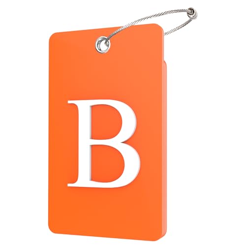 2 Pack Initial Luggage Tags for Suitcases Airplane Travel Essentials (Large B / Orange)
