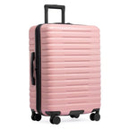 Boren Expandable Hardside Rugged Travel Luggage with 8 Spinner Wheels (Checked-Medium 26-Inch, No USB Port / Pink)