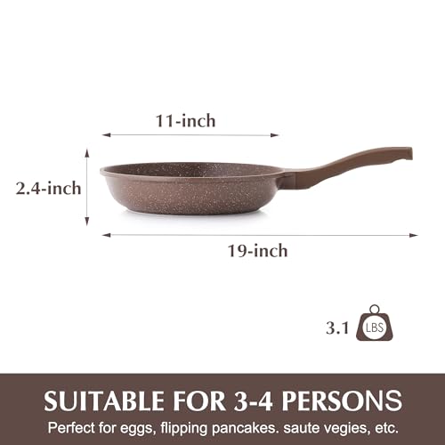 Nonstick Frying Pan Skillet (11 Inch / Toffee Brown)
