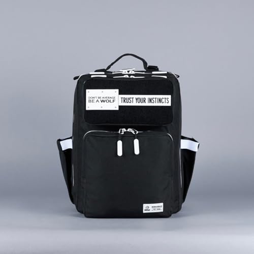 15L Slim Gym Backpack 1000D Travel EDC (Black With White Accents)