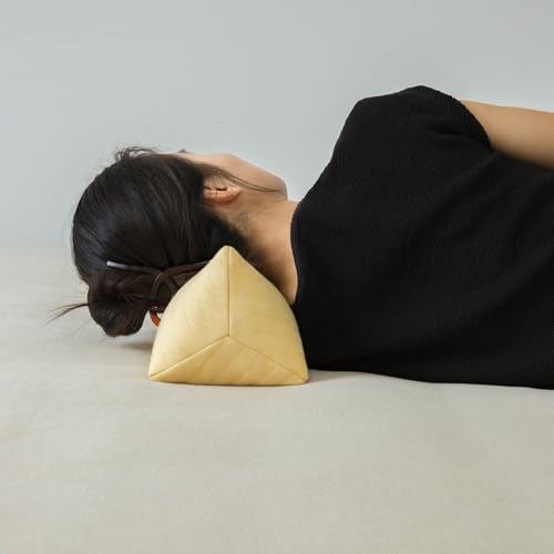 Buckwheat Neck Support Pillow Cervical Neck Cylinder Bolster Pillow Neck Pain Relief Breathable Comfortable for Back and Side Sleepers Round Pillows for Lunch Break Yellow (6x15 in / Yellow)