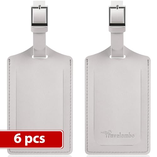 6 Pack Luggage Tags for Suitcases Airplane Travel Essentials (Light Grey)