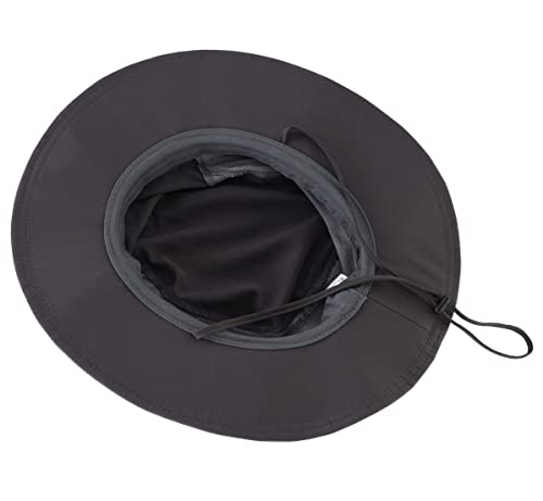 Womens Summer Mesh Boonie Sun Hat Wide Brim UV Protection Fishing Hat (Large / Deep Grey)