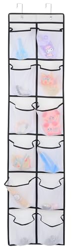 12 Large Pockets Over Door Hanging Shoe Organizer (White)