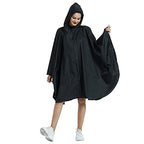 Rain Poncho Jacket Coat Hooded Zipper Style for Women (One Size / A-black)