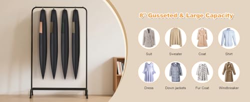Compression Hanging and Space Saving Garment Bag (Black / 54" - 2pcs(8" Gusseted))