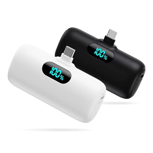 2 Pack] Mini Portable Charger 5000mAh Power Bank (A-black+white)