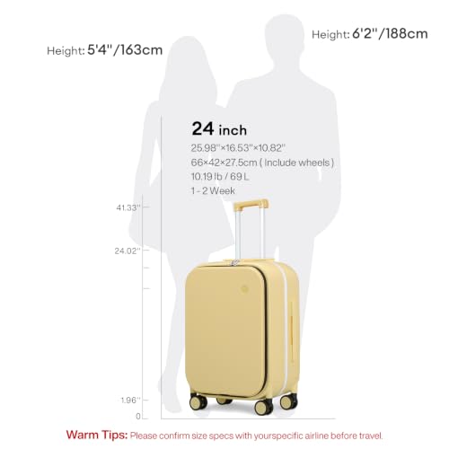 Luggage Suitcase with Spinner Wheels (Lark Yellow / 24-inch)