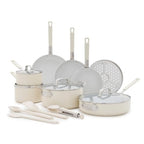 X Bobby Flay 16 Piece Ceramic Nonstick Cookware Set (16 Piece Cookware Set / Cream)