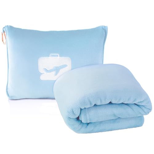 Travel Blanket and Pillow (Ice Blue)