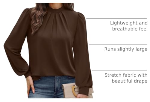 Fall Outfits for Women 2026 Long Sleeve Shirts Womens Early Fall Fashion Must Haves Clothing Work School Outfits Tops Teachers Trendy Blouses Chocolate Brown Fall Clothes Essentials S (03 - Brown / Small)