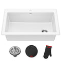 Forteza 33 inch Granite Drop In (Single Bowl Drop In Sink / White)