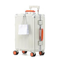24 Inch Checked Luggage with Leather Handle (White / Checked in 24inch)