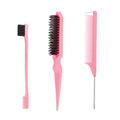 3Pcs Slick Back Hair Brush (Pink)