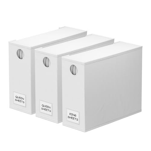 3 Pack Bed Sheet Organizers and Storage (3 Pack / White)