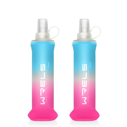TPU Soft Flask Lightweight Portable Reusable Water Bottle (Blue-pink-250ML*2)