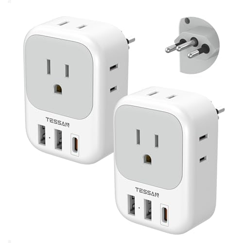 Brazil Plug Adapter 2 Pack (White grey-Type N)