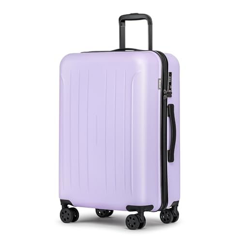 24 Inch Medium Luggage Checked TSA Approved Suitcase (Light Purple / 24" Checked)