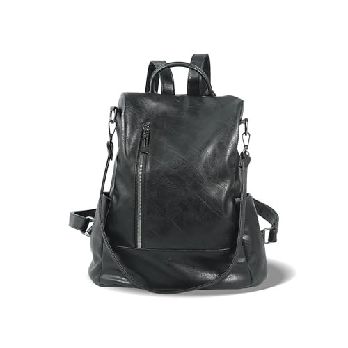 Small Women Backpack Purse PU Leather Anti (Black / Small)