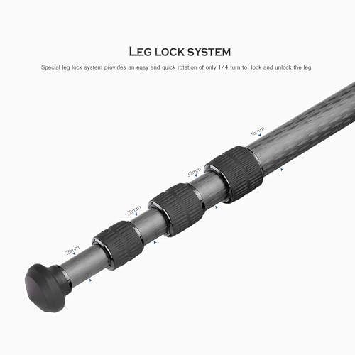 61.7" Compact Carbon Fiber Camera Tripod Ball Head LS (LS-364CX+LH-40:Maxload 25kg-4 Sections)