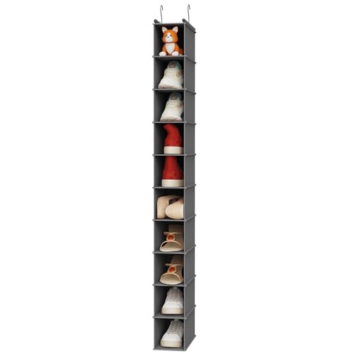 10 Shelf Hanging Shoe Shelf Organizer (Grey / 1-Pack)