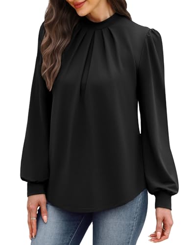 Long Sleeve Shirts for Women Fall Outfits for Women 2026 Business Casual Tops Blouses Dressy Casual Early Fall Fashion Boho Tops School Outfits for Teachers Old Money Clothes Trendy Black L (03 - Black / Large)