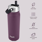 Recycled Stainless Steel Explorer with Flip Straw Lid (Plum / 24 Ounces)