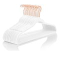 White Velvet Hangers 100 Pack Non Slip Heavy Duty Rose Gold Hooks (White/Rose Gold / 100-Pack)