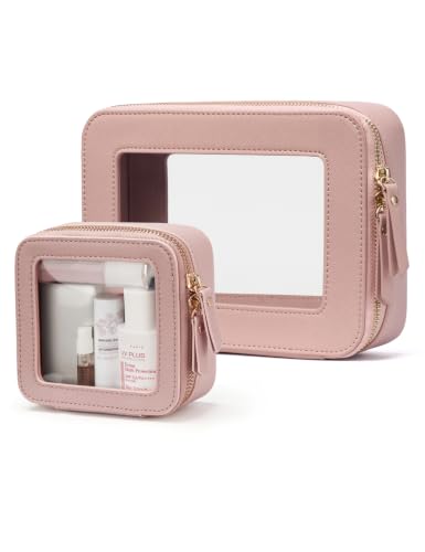 Clear Makeup Bag with Zipper (Mauve / Mini & Medium)