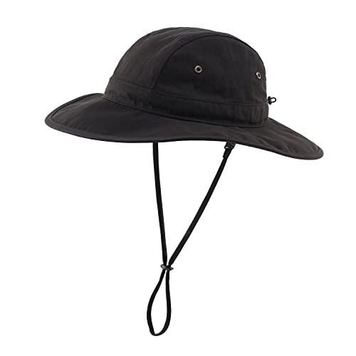 Summer UPF 50+ Men's Bucket Sun Hat Wide Brim Fishing Hat Safari Hat (Large-X-Large / Black)