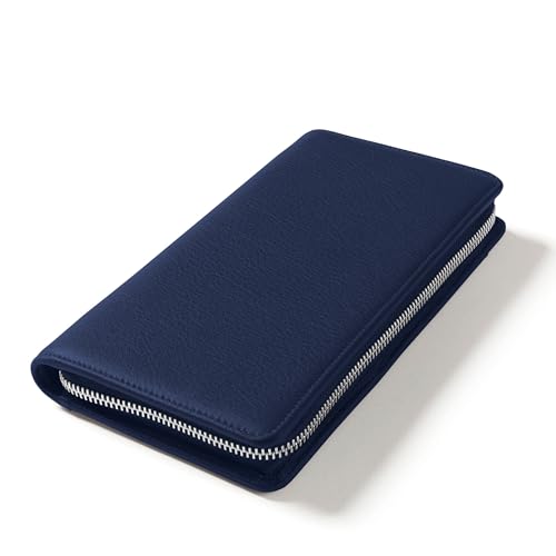 Zippered Travel Wallet & Passport Holder (Navy Blue)