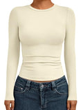 Womens Long Sleeve Shirts Basic Compression Tops Apricot M (Medium / Apricot)