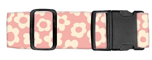 Luggage Straps for Suitcases Travel Belt Accessories (Pink Daisy)