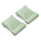 2 Pack Green PU Leather Slim Ring Pouches Jewelry Bags for Travel (Green / 2.99" x 2.56")