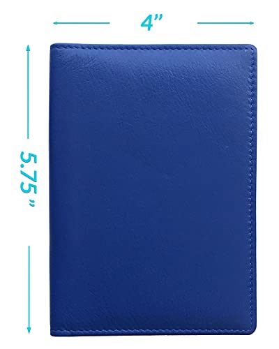 Personalized Monogrammed Cobalt Blue Leather RFID Passport Wallet (Cobalt Blue / Minimalist)