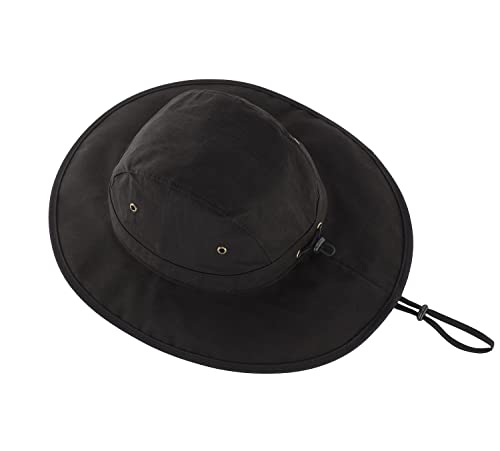 Summer UPF 50+ Men's Bucket Sun Hat Wide Brim Fishing Hat Safari Hat (Large-X-Large / Black)