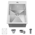 15 x 20 x 9 Inch Drop In Kitchen Bar Sink (Brushed Stainless Steel / 15''X20''X9'' Bottom Grid)