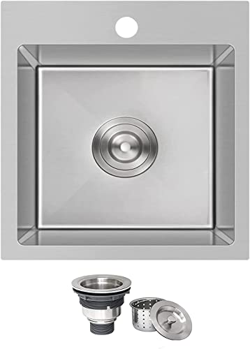 15 x 15 inch Drop in Bar Sink (Brushed Nickel / 15" x 15" x 9")