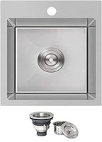 15 x 15 inch Drop in Bar Sink (Brushed Nickel / 15" x 15" x 9")